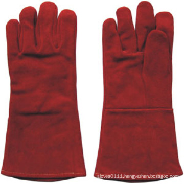 Red Color Cow Split High Quality Welding Work Glove